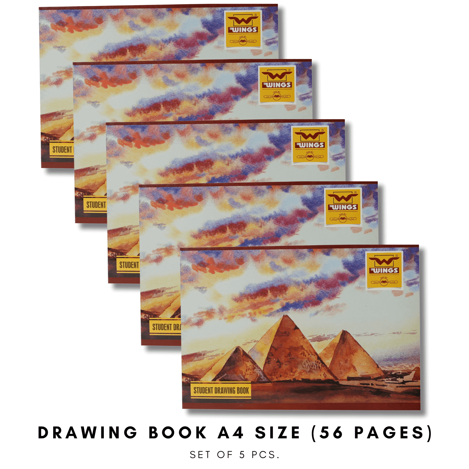 Wings Drawing Book for Kids and Artists, Sketch Book for Students and Painters (100 GSM), Soft Cover Sketching, Colouring & Painting - Pack of 5, Natural Shade (A4-56 Pages)… - Image 2