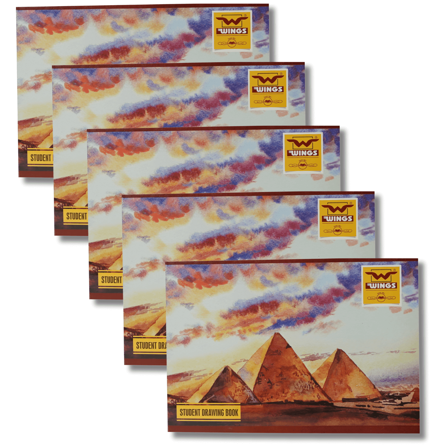 Wings Drawing Book for Kids and Artists, Sketch Book for Students and Painters (100 GSM), Soft Cover Sketching, Colouring & Painting - Pack of 5, Natural Shade (A4-56 Pages)…