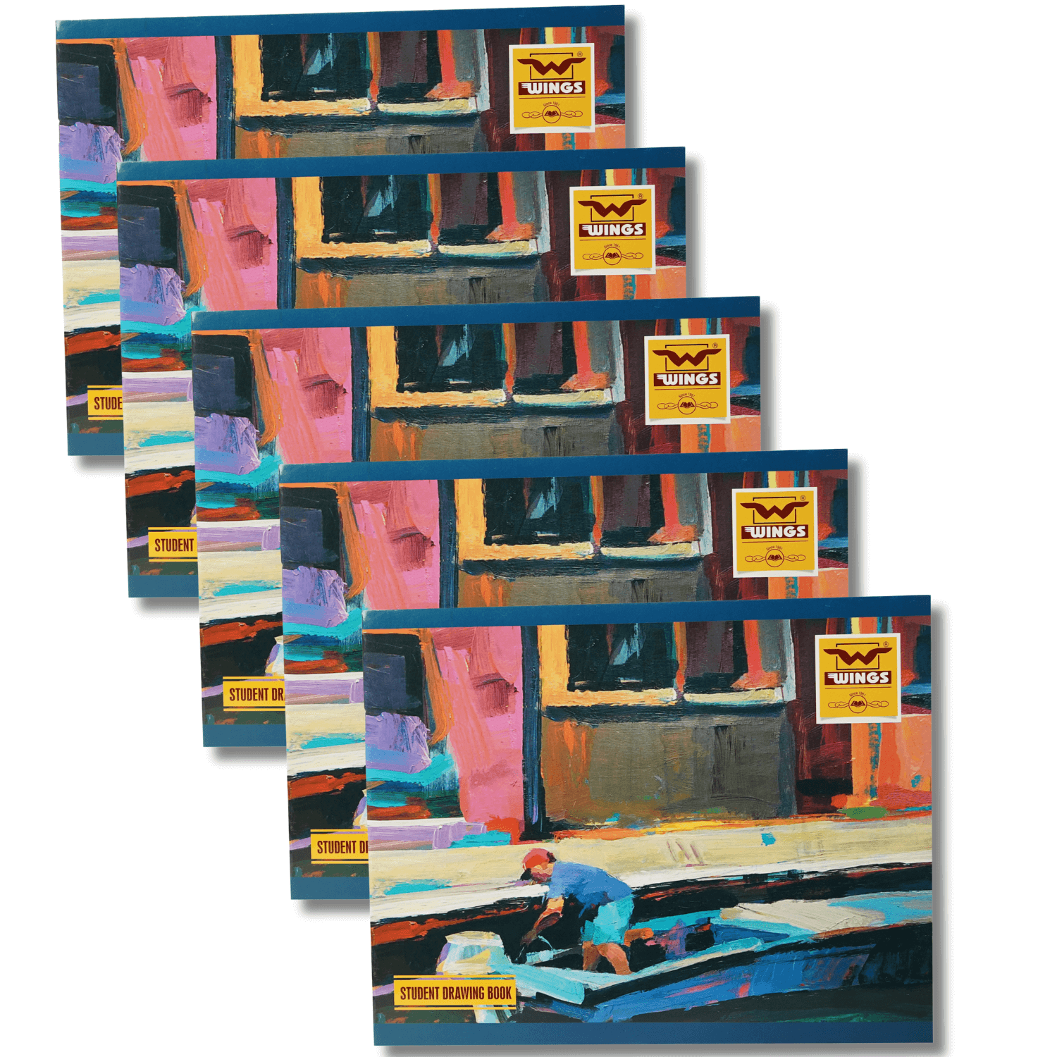 Wings Drawing Book for Kids and Artists, Sketch Book for Students and Painters (100 GSM), Soft Cover Sketching, Colouring & Painting - Pack of 5, Natural Shade (B4-36 Pages)