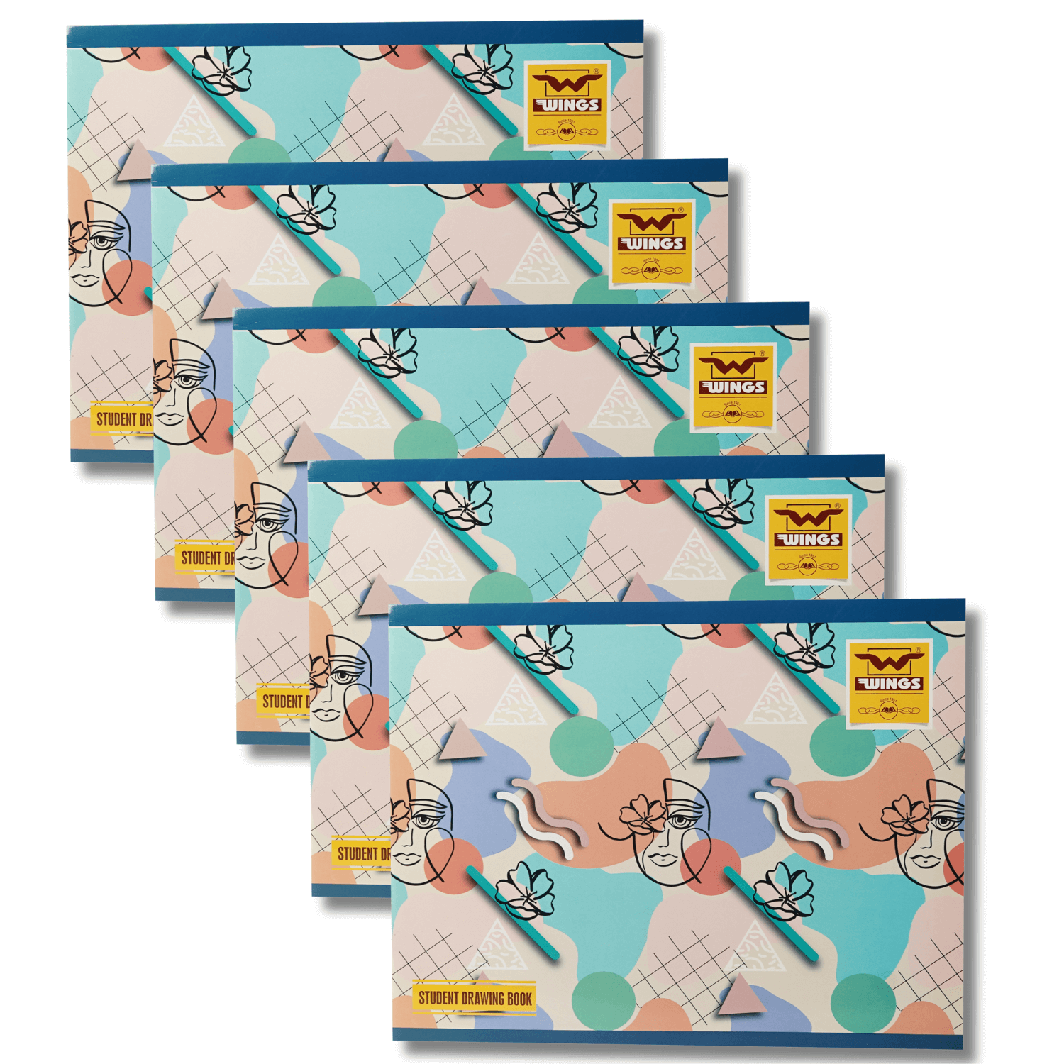 Wings Drawing Book for Kids and Artists, Sketch Book for Students and Painters (100 GSM), Soft Cover Sketching, Colouring & Painting - Pack of 5, Natural Shade (B4-36 Page)…